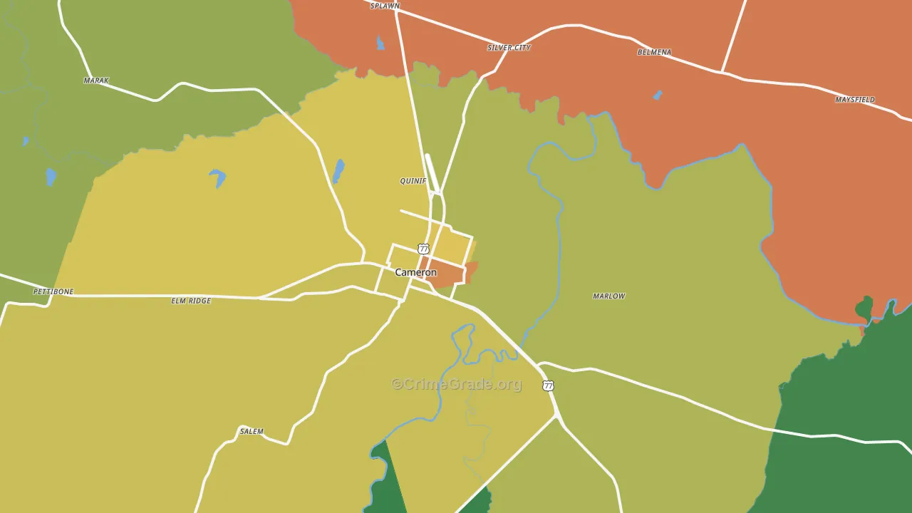 Cameron, TX Map of Robbery Rates