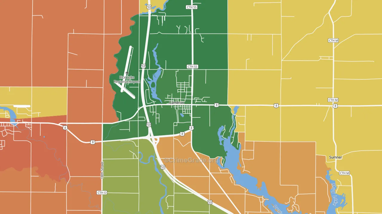Cameron, WI Map of Robbery Rates