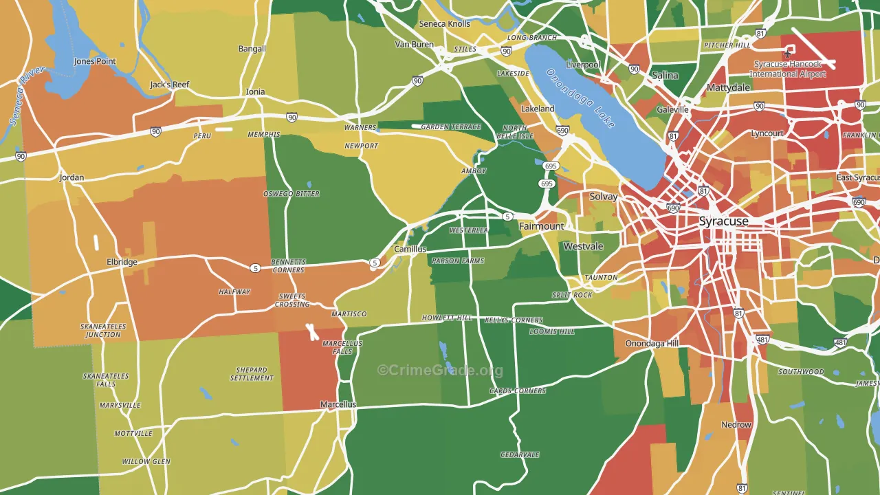Camillus, NY Map of Robbery Rates