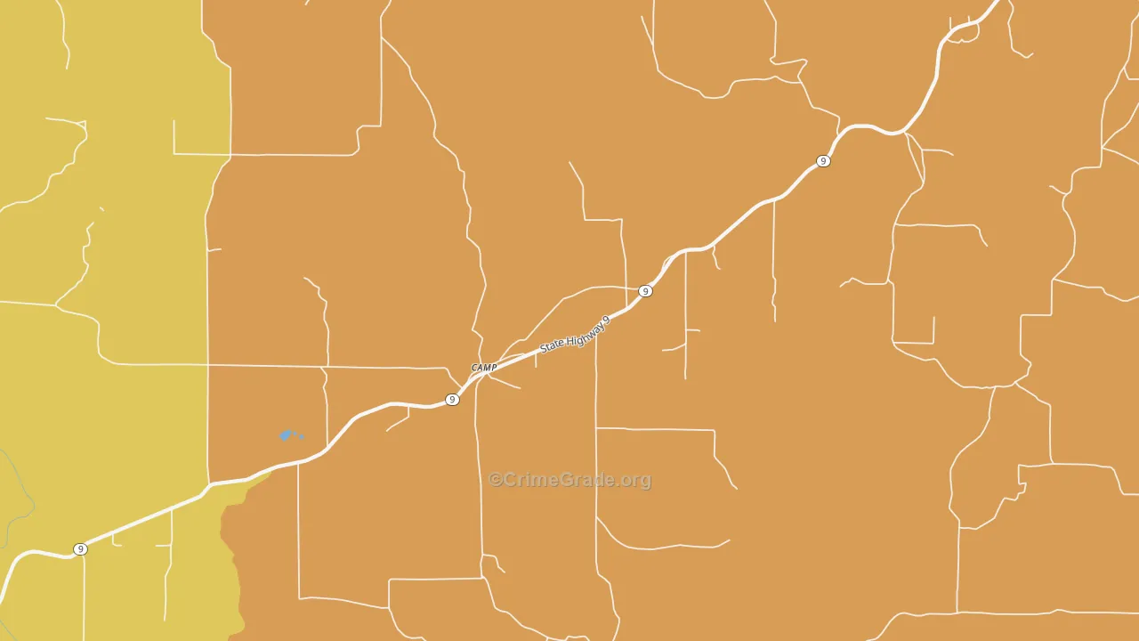 Camp, AR Map of Robbery Rates