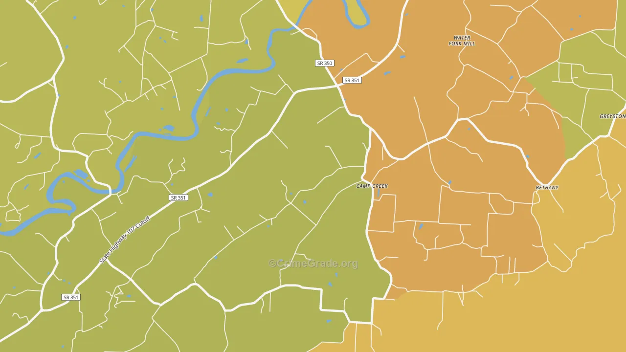 Camp Creek, TN Map of Robbery Rates