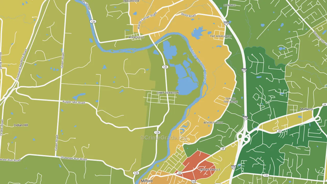 Camp Dennison, OH Map of Robbery Rates