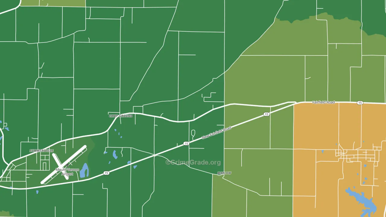Camp Ground, IL Map of Robbery Rates