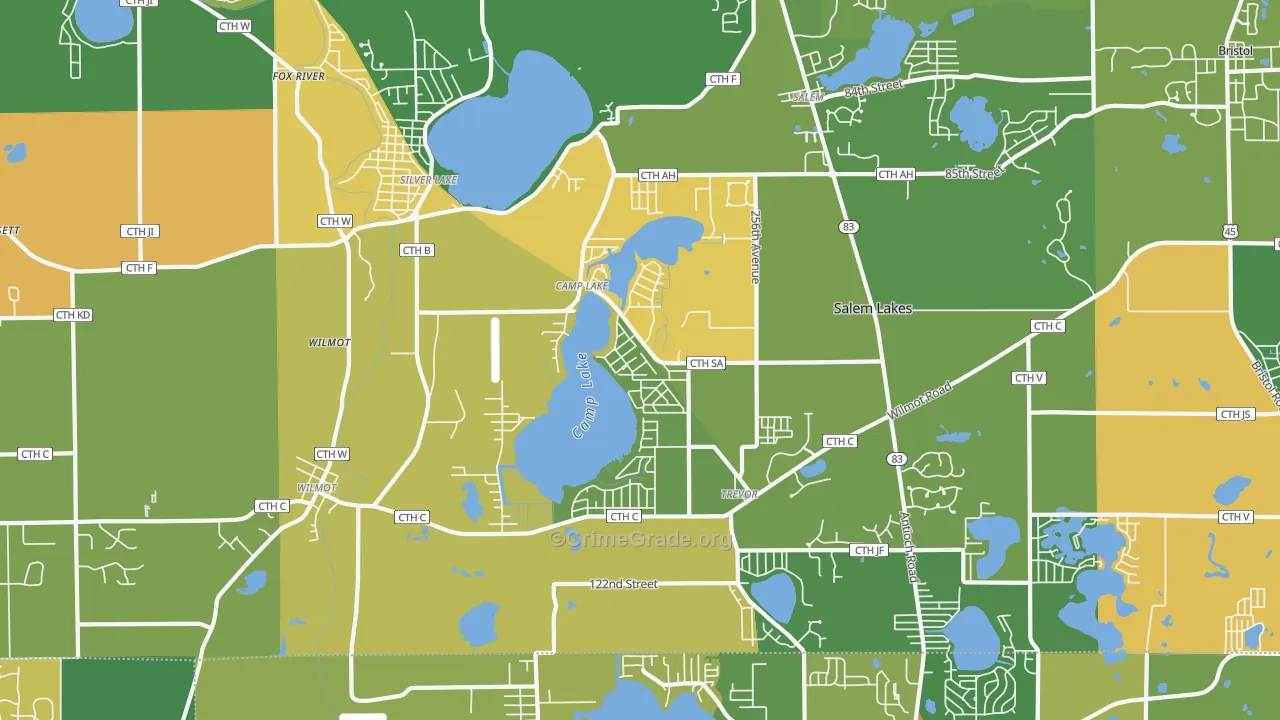 Camp Lake, Trevor, WI Map of Robbery Rates