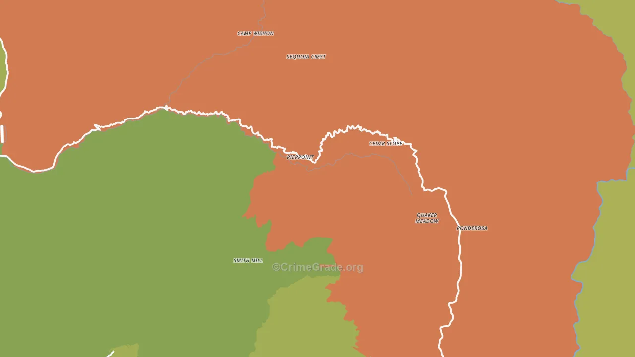 Camp Nelson, CA Map of Robbery Rates