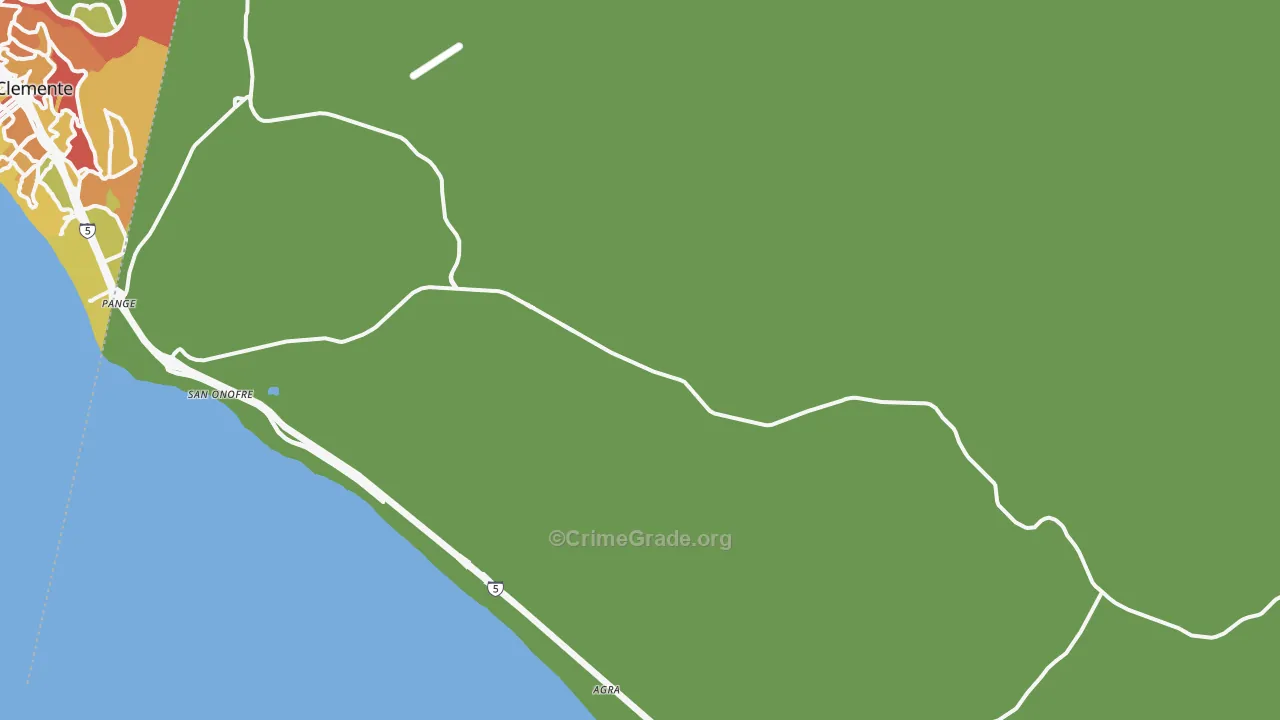 Camp Pendleton, CA Map of Robbery Rates