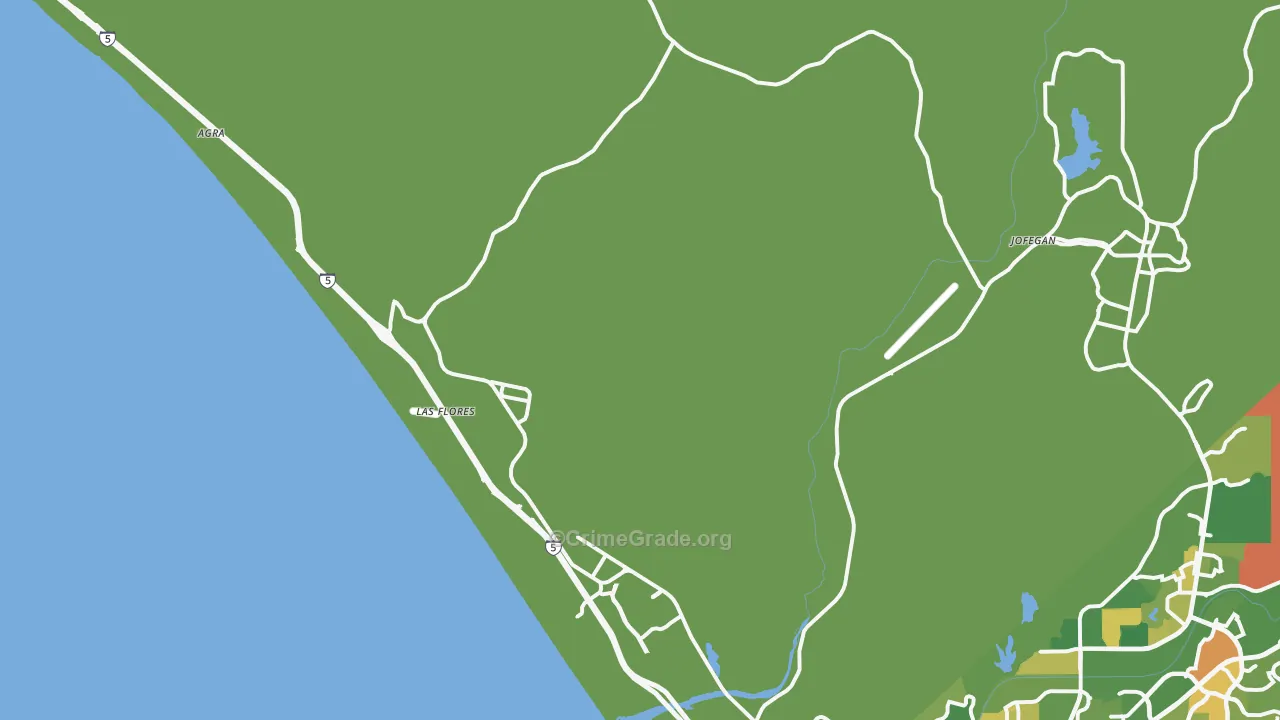 Camp Pendleton South, Oceanside, CA Map of Robbery Rates