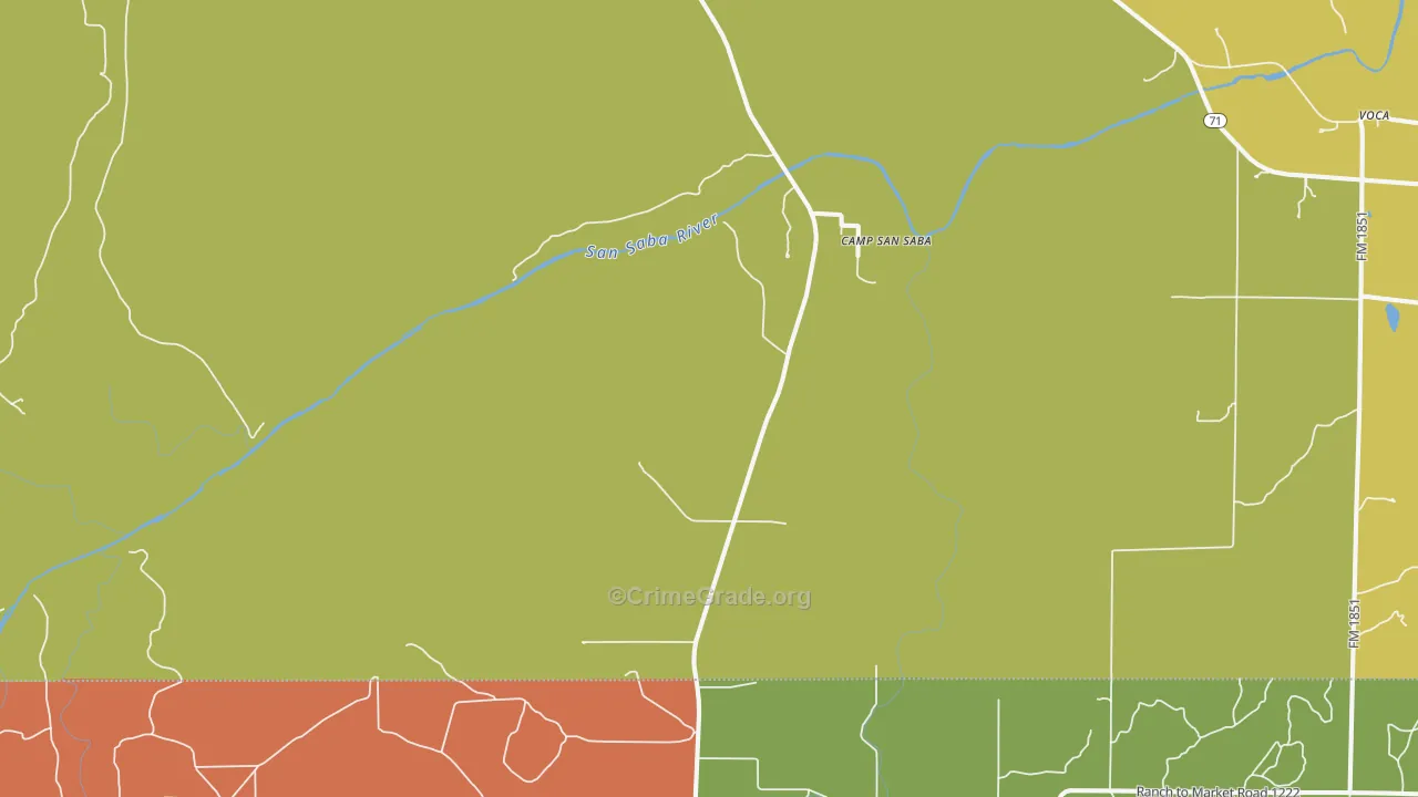 Camp San Saba, TX Map of Robbery Rates