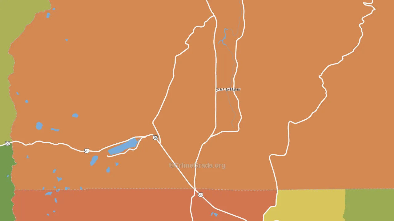 Camp Sherman, OR Map of Robbery Rates