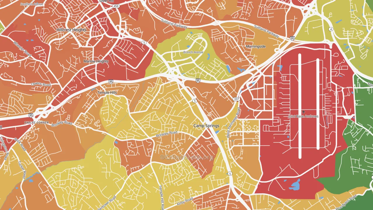 Camp Springs, MD Map of Robbery Rates