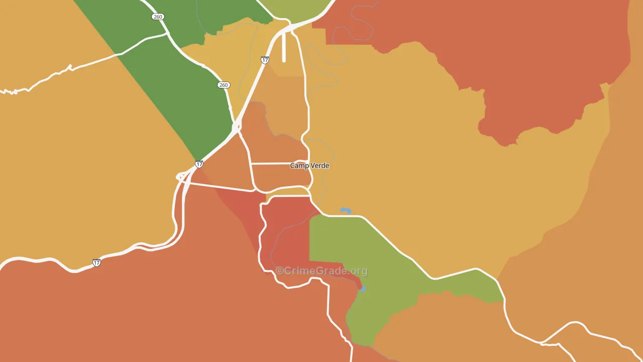 Camp Verde, AZ Map of Robbery Rates