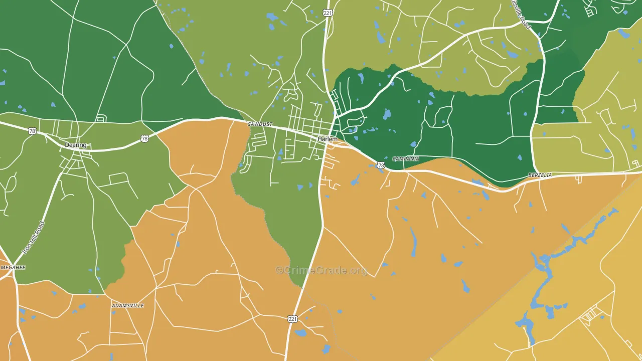 Campania, GA Map of Robbery Rates