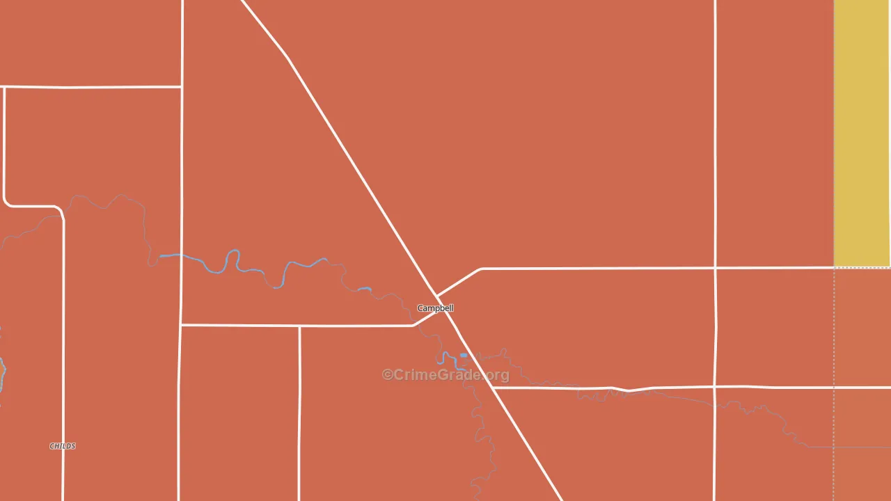 Campbell, MN Map of Robbery Rates