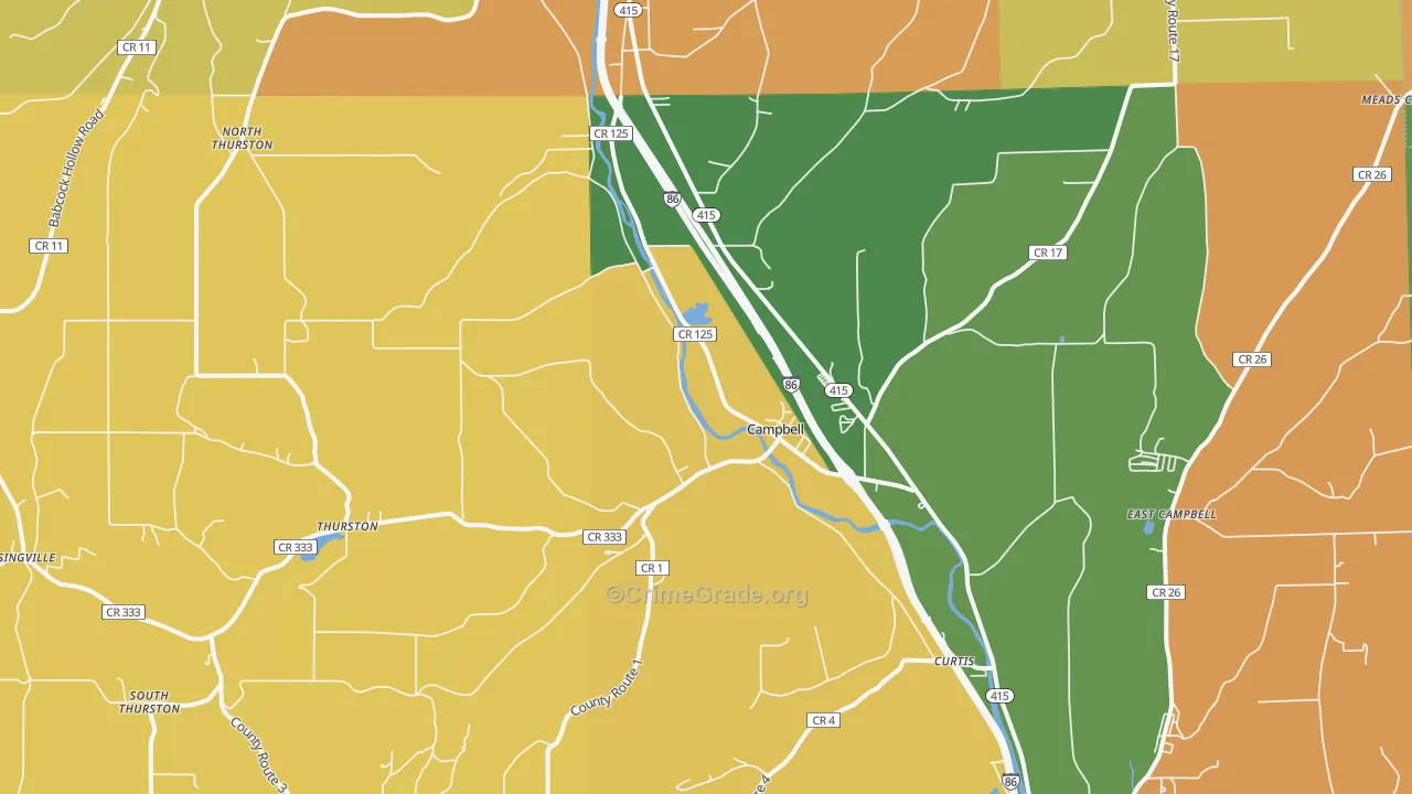 Campbell, NY Map of Robbery Rates