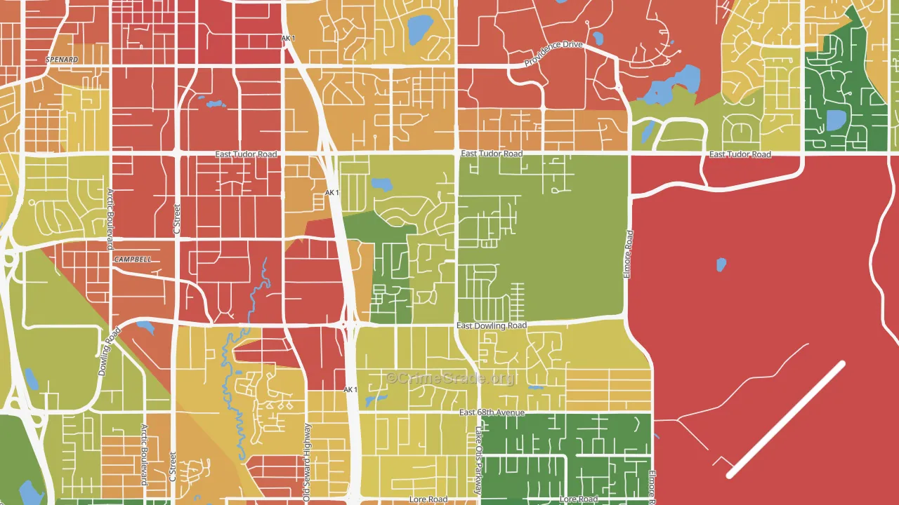 Campbell Park, Anchorage, AK Map of Robbery Rates