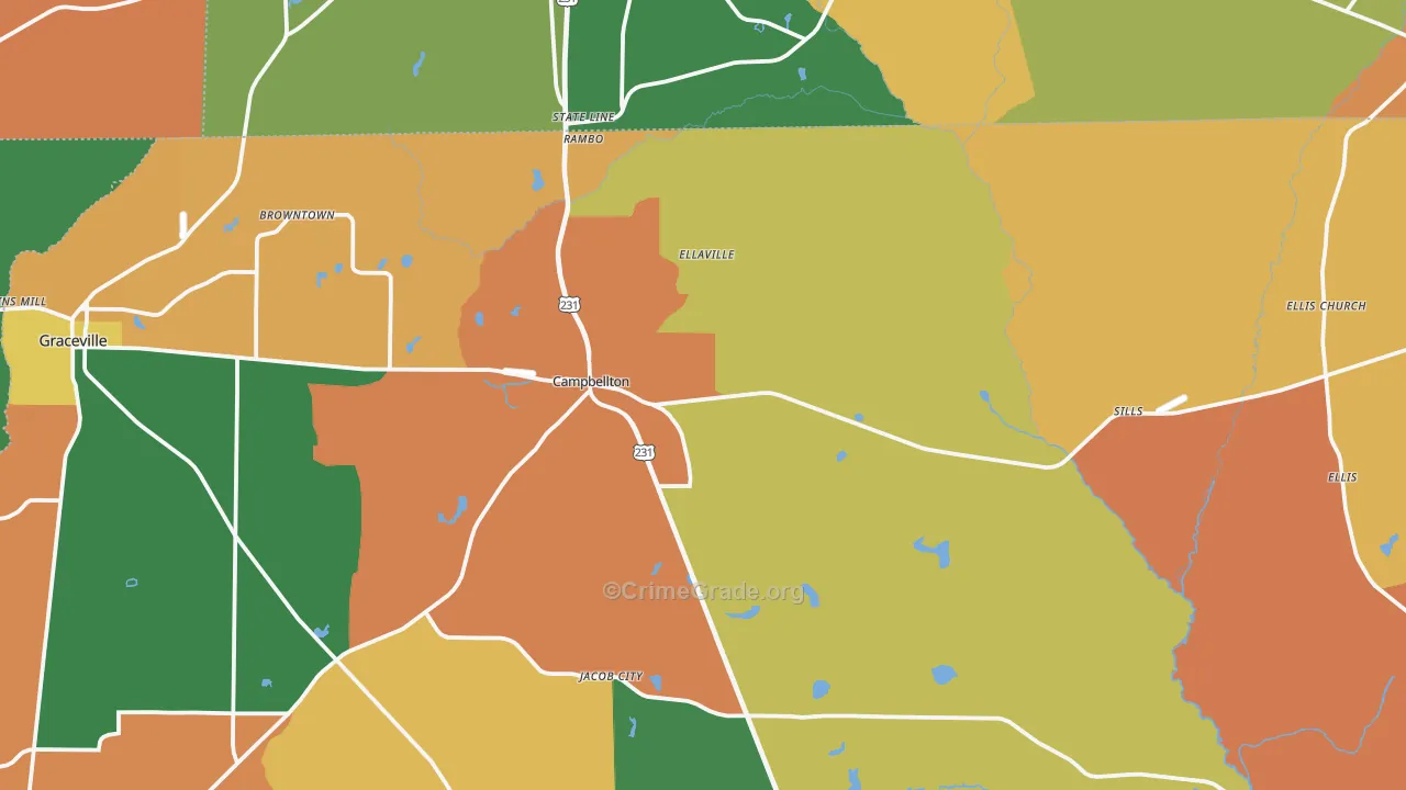 Campbellton, FL Map of Robbery Rates