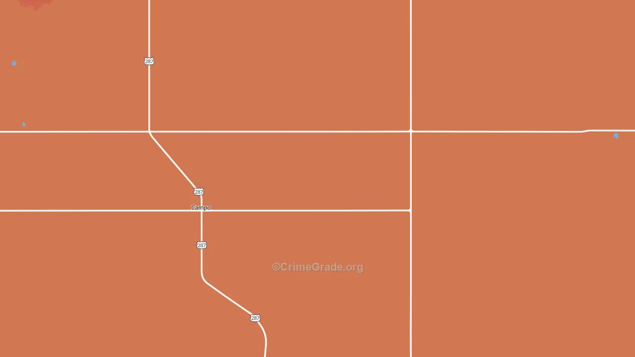 Campo, CO Map of Robbery Rates