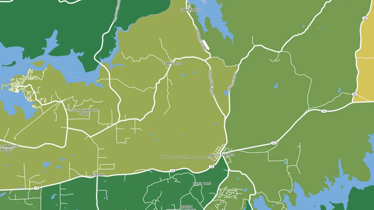 Campo Seco, CA Map of Robbery Rates
