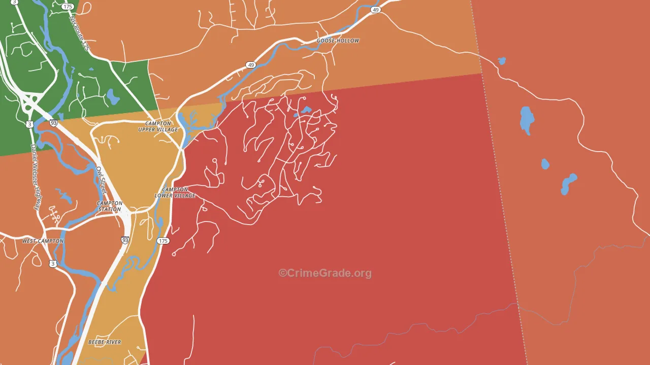 Campton Lower Village, NH Map of Robbery Rates