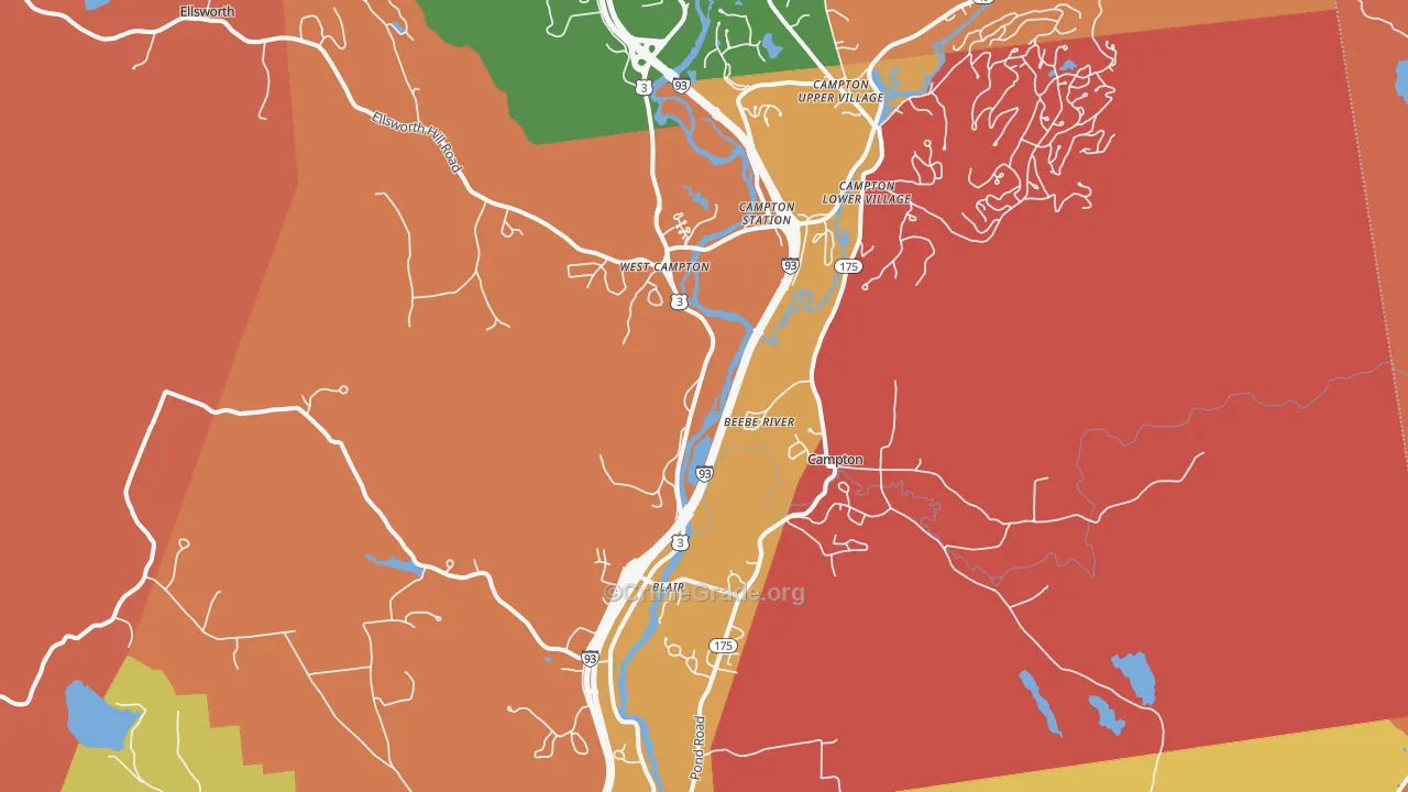 Campton, NH Map of Robbery Rates