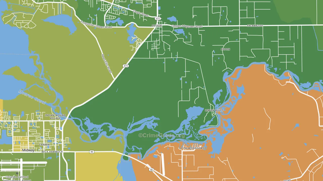 Canaan, FL Map of Robbery Rates