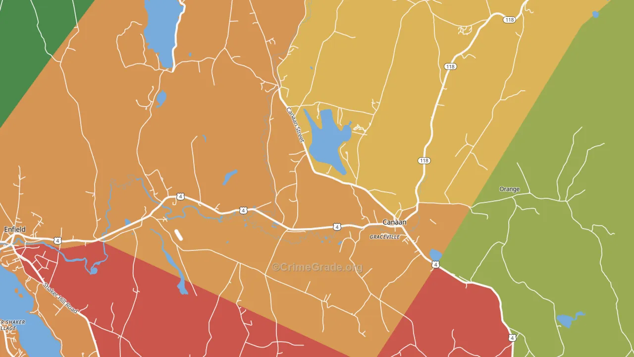 Canaan, NH Map of Robbery Rates