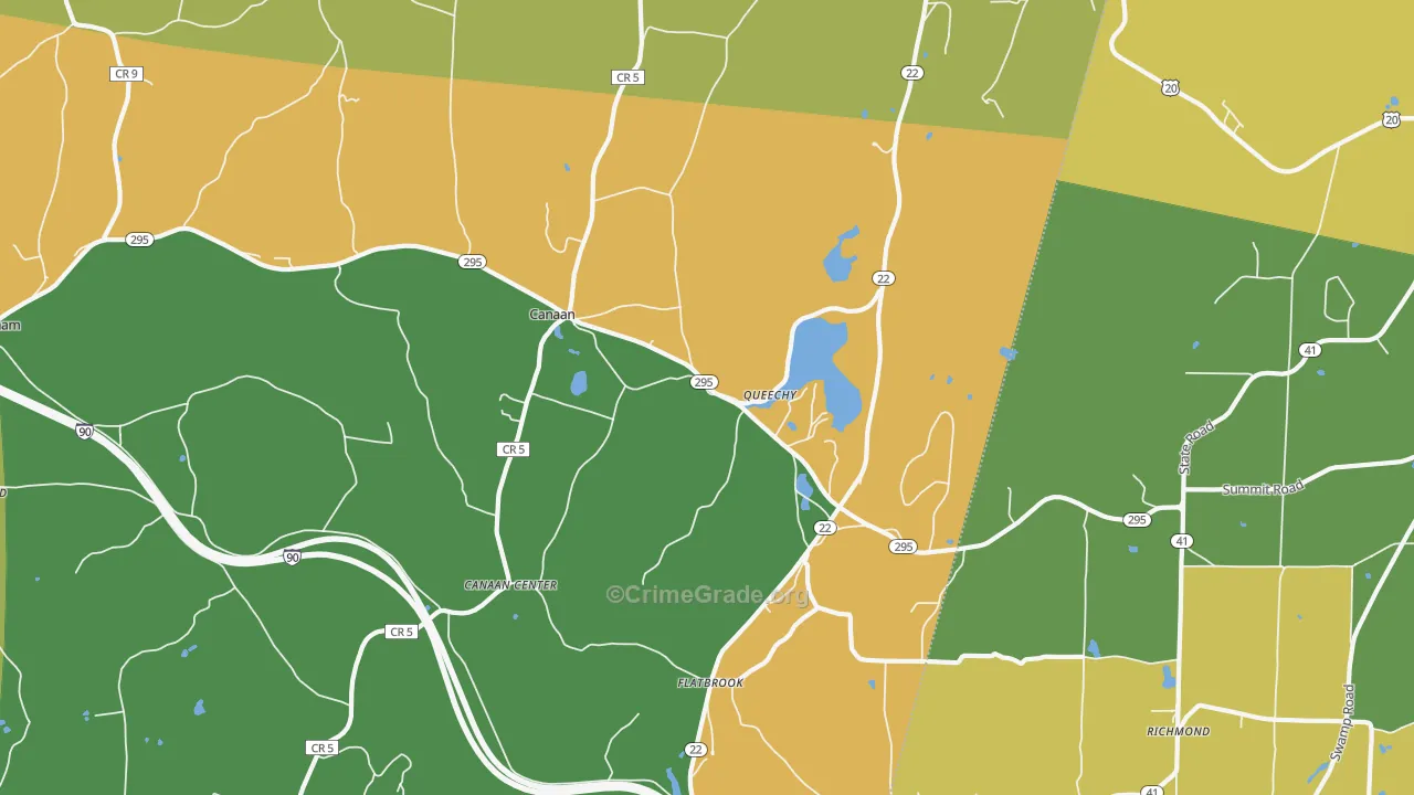 Canaan, NY Map of Robbery Rates