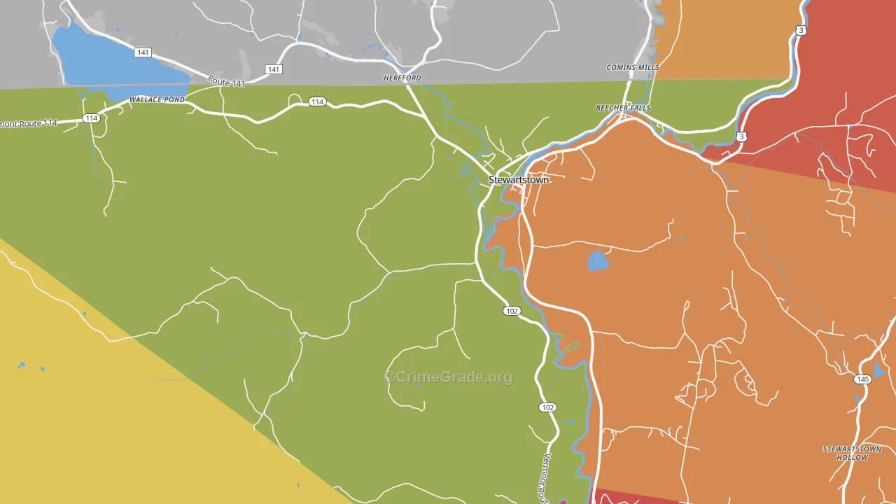 Canaan, VT Map of Robbery Rates