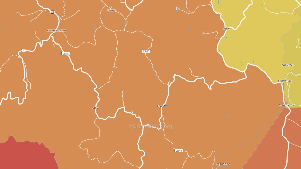 Canaan, WV Map of Robbery Rates
