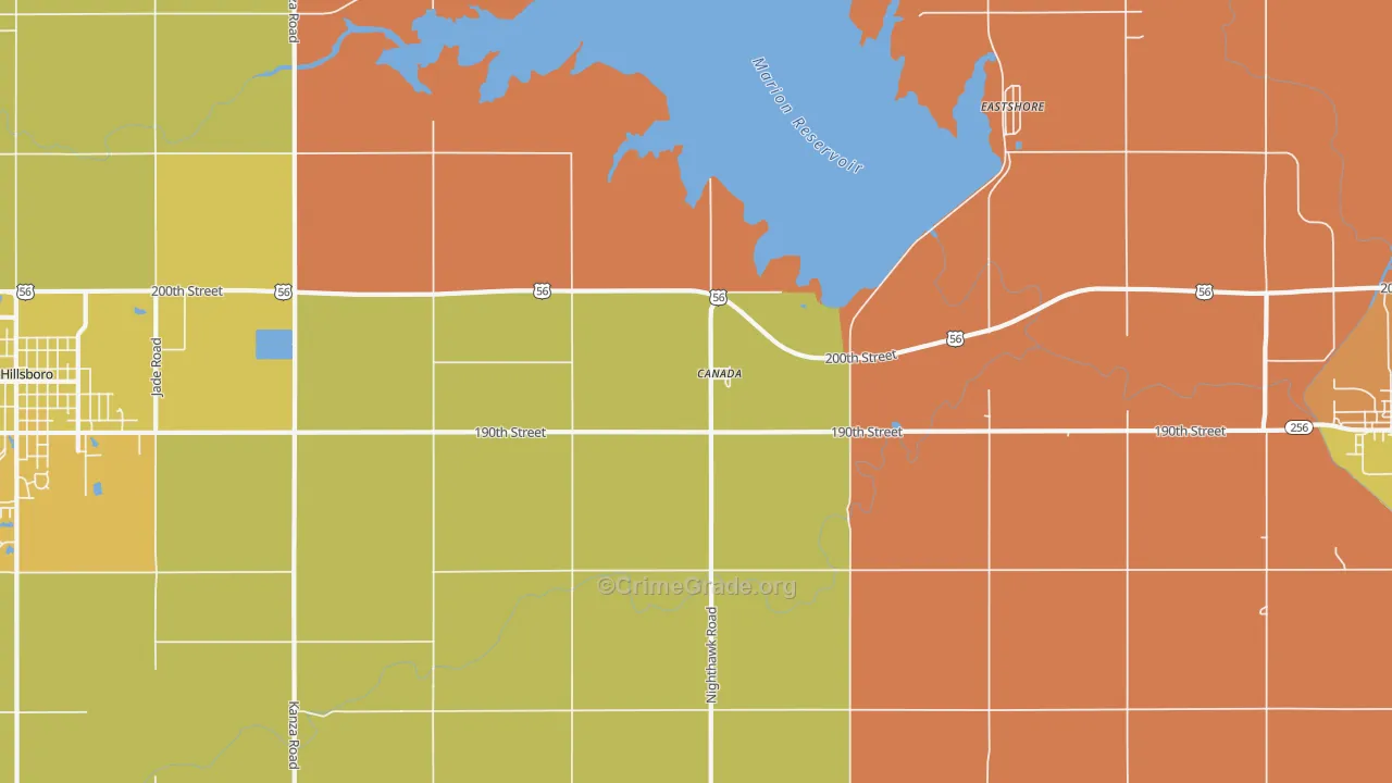 Canada, KS Map of Robbery Rates