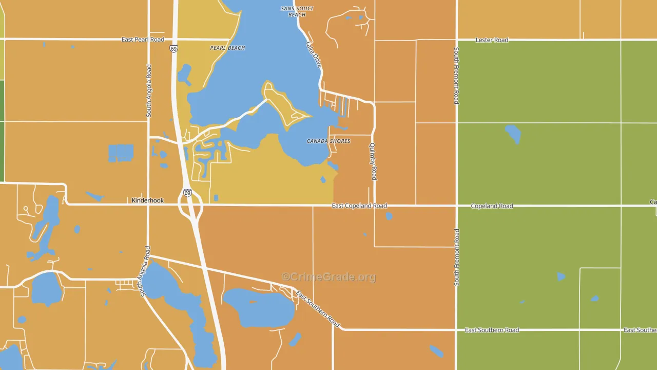 Canada Shores, MI Map of Robbery Rates