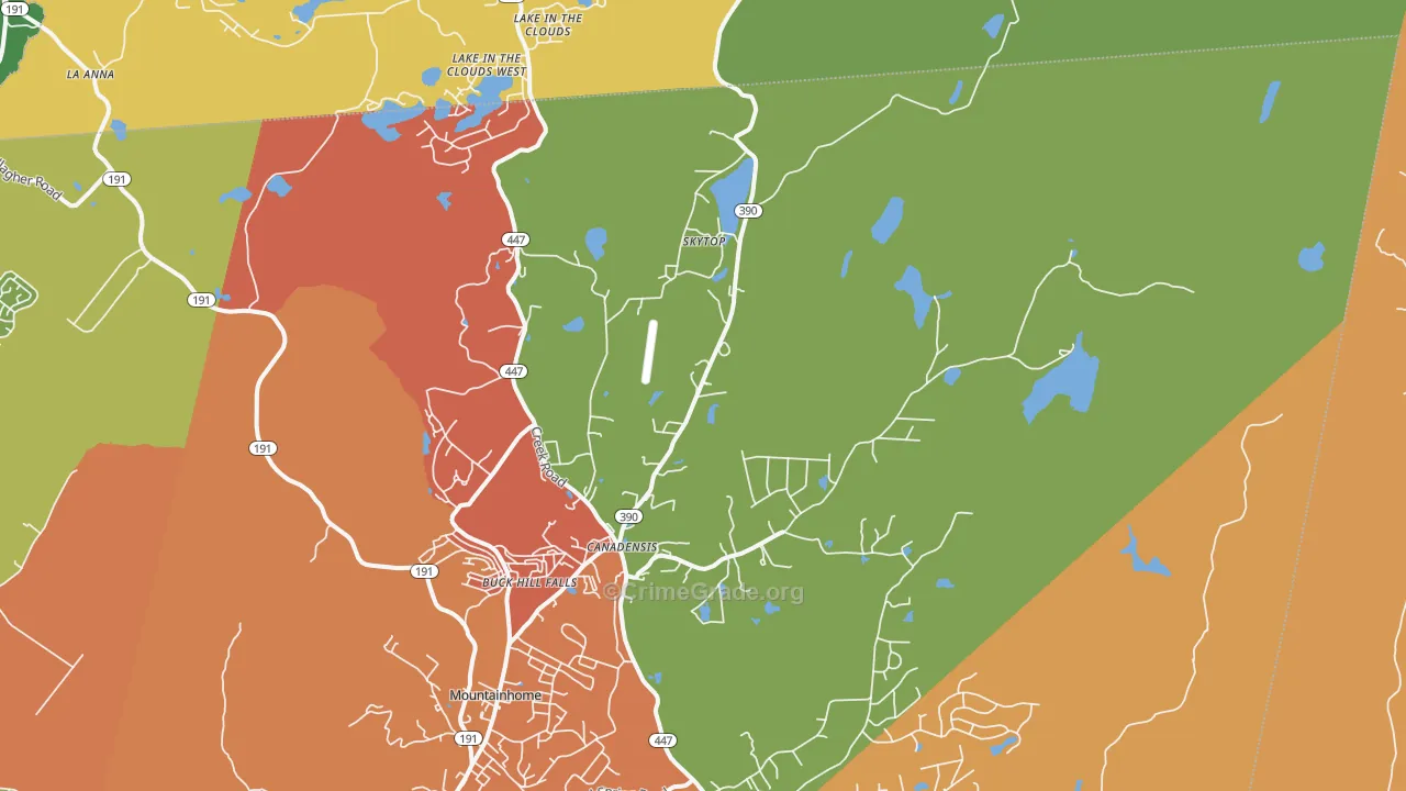 Canadensis, PA Map of Robbery Rates