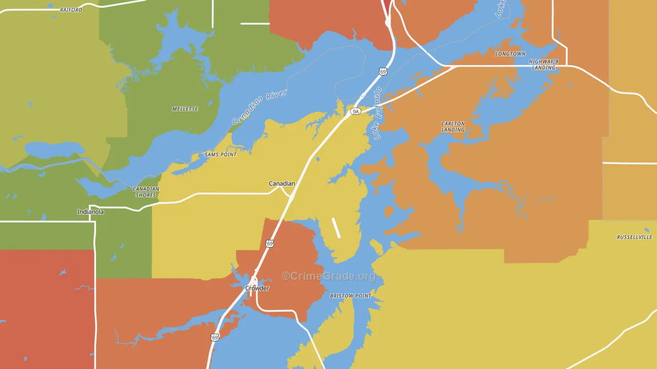 Canadian, OK Map of Robbery Rates