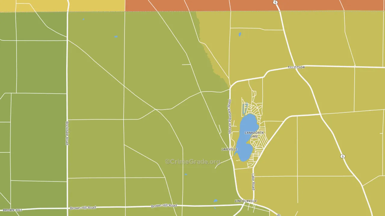 Canadohta Lake, PA Map of Robbery Rates