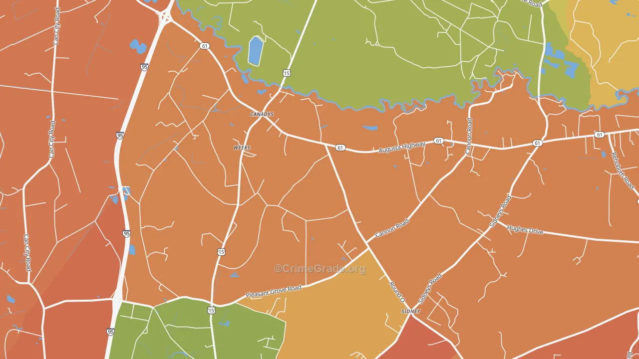 Canadys, SC Map of Robbery Rates