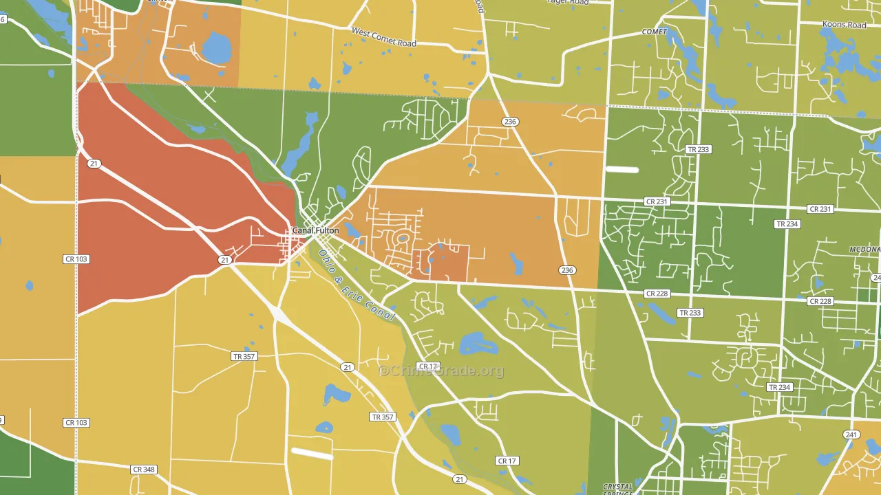 Canal Fulton, OH Map of Robbery Rates