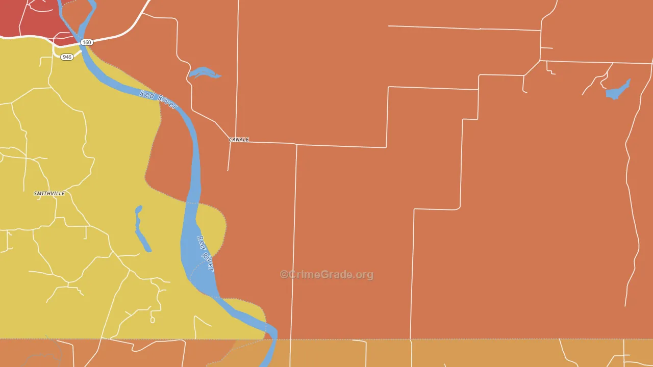 Canale, AR Map of Robbery Rates