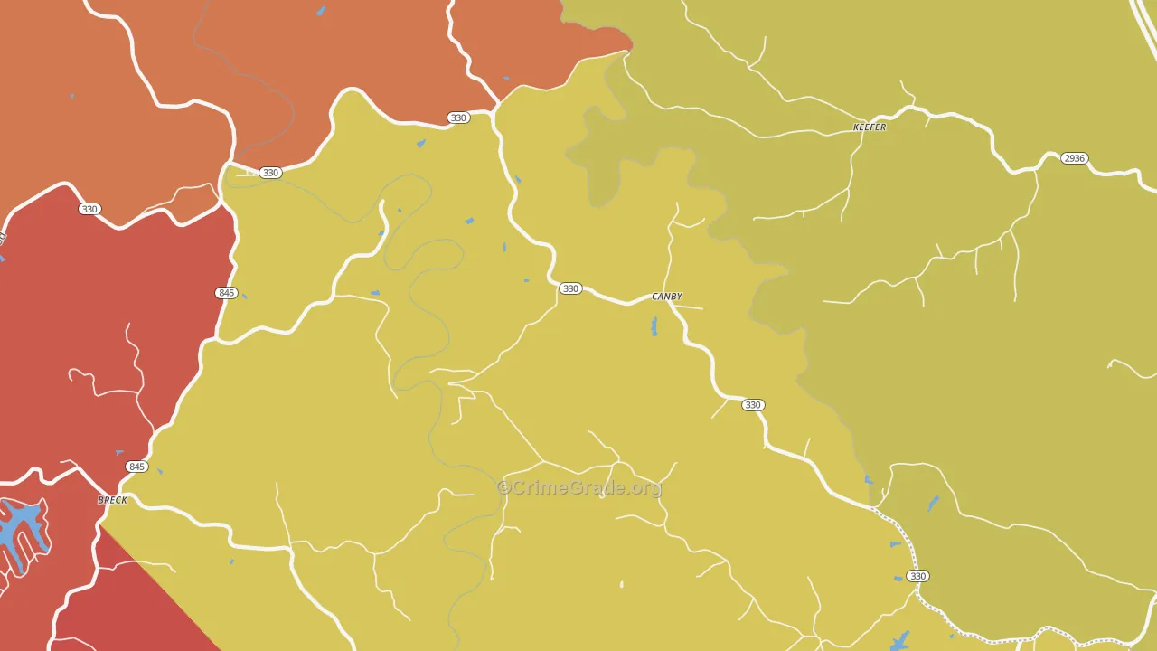 Canby, KY Map of Robbery Rates