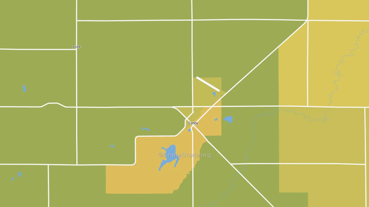 Canby, MN Map of Robbery Rates