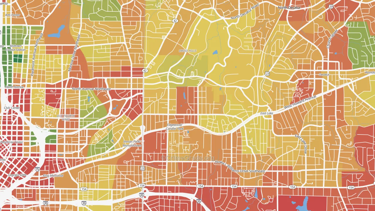 Candler Park, Atlanta, GA Map of Robbery Rates