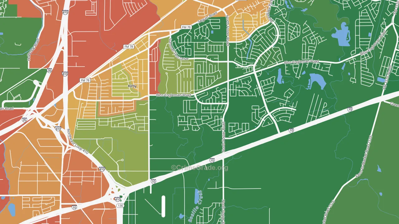 Candlewood Park, San Antonio, TX Map of Robbery Rates