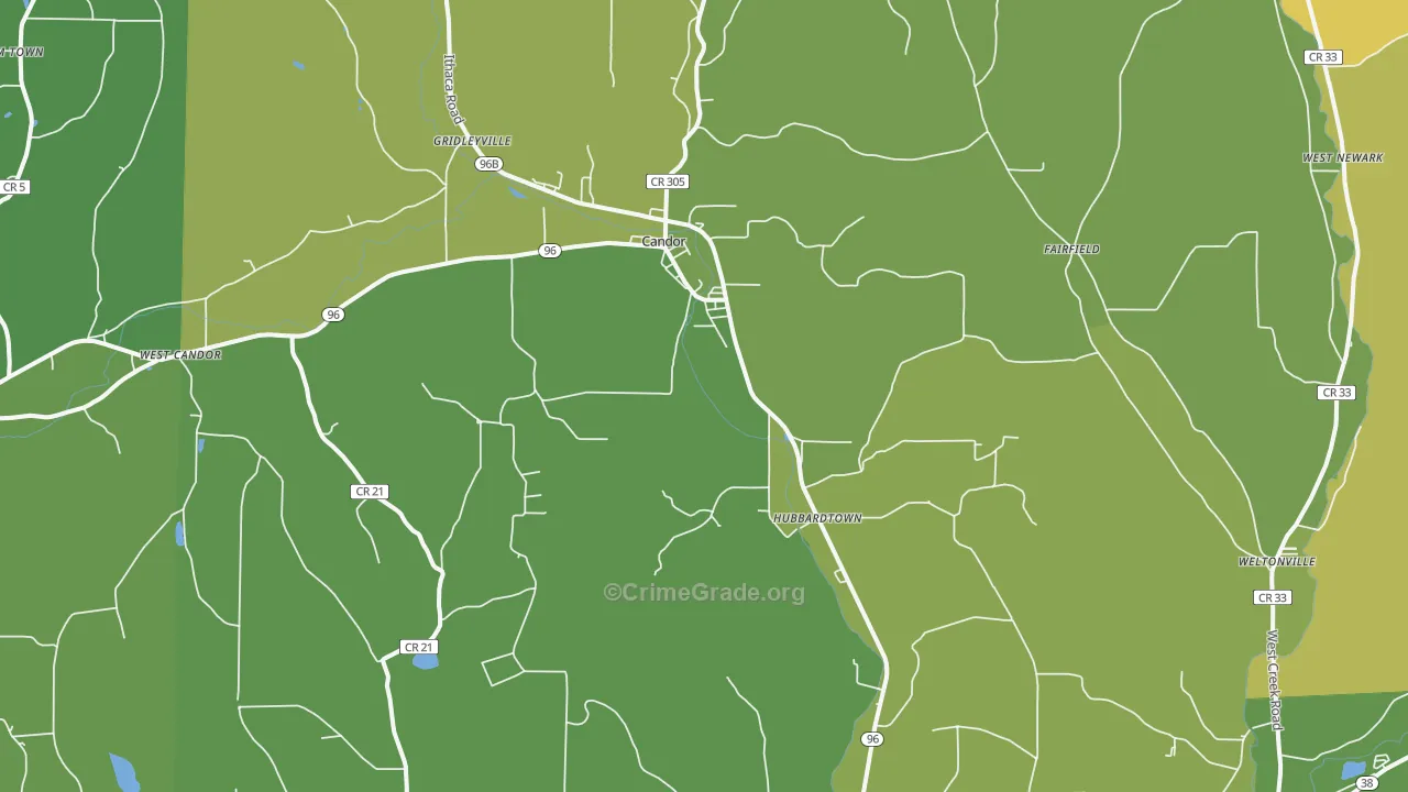 Candor, NY Map of Robbery Rates