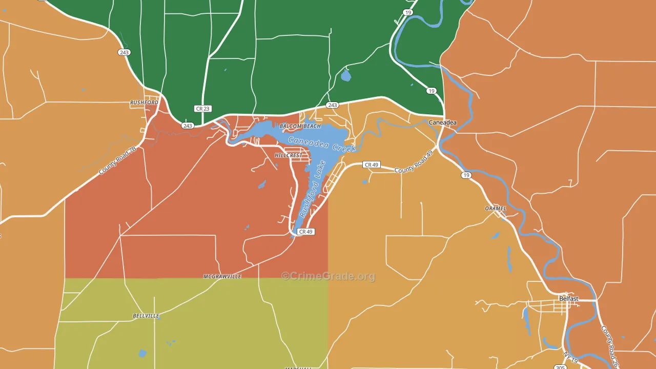 Caneadea, NY Map of Robbery Rates