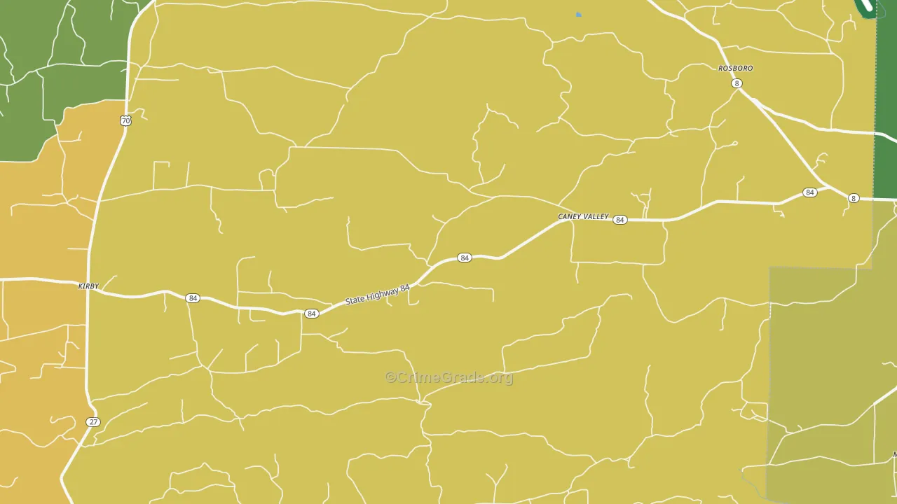 Caney Valley, AR Map of Robbery Rates
