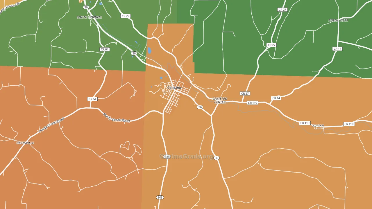 Canisteo, NY Map of Robbery Rates
