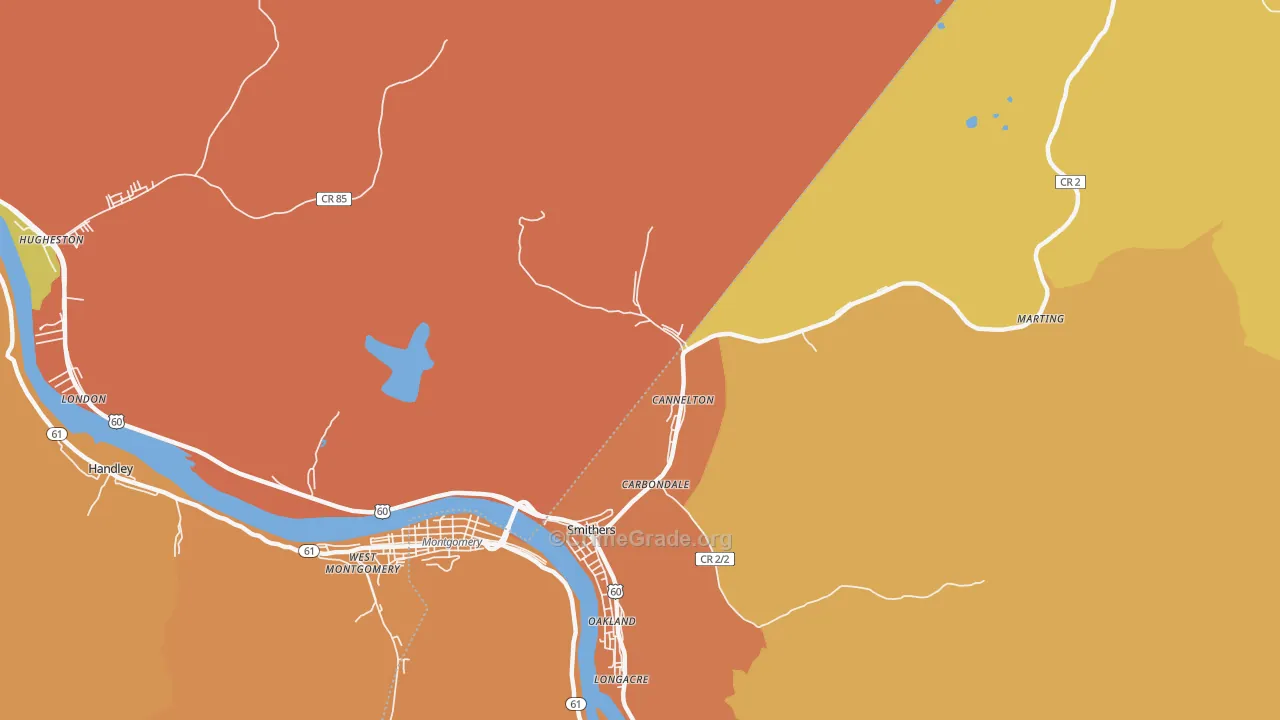 Cannelton, WV Map of Robbery Rates