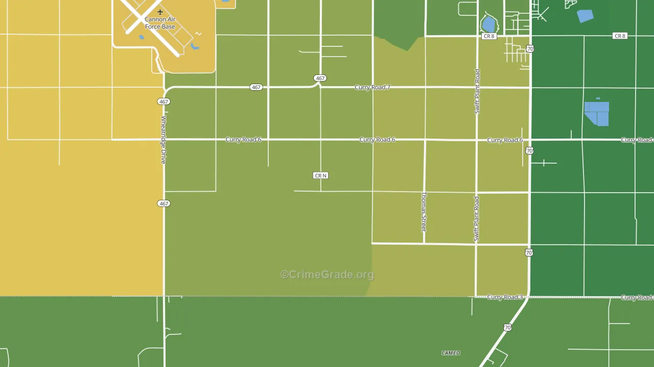 Cannon Air Force Base, NM Map of Robbery Rates