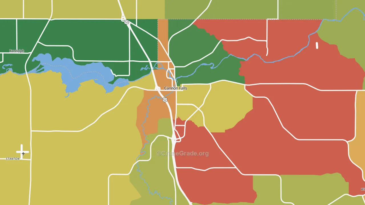 Cannon Falls, MN Map of Robbery Rates