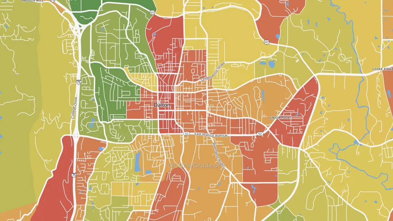 Cannon Heights, Dalton, GA Map of Robbery Rates