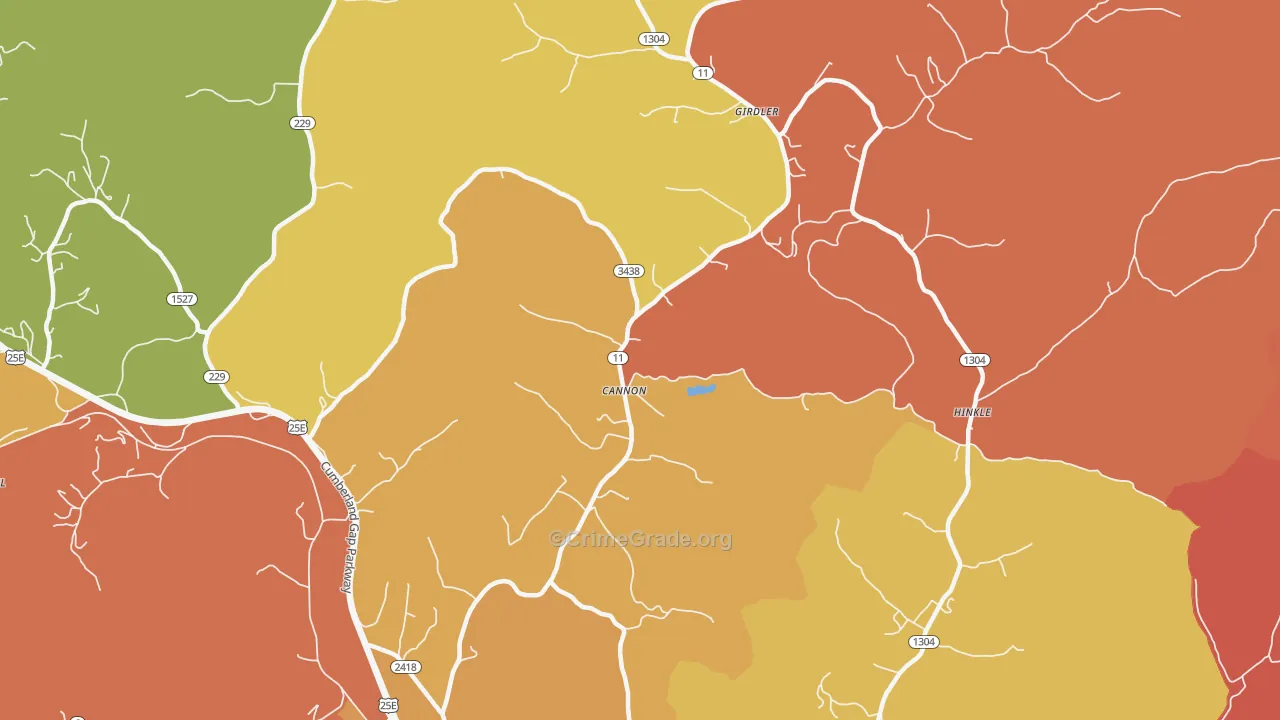 Cannon, KY Map of Robbery Rates